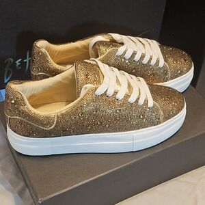 Betsey Johnson Sparkling Gold Sneakers